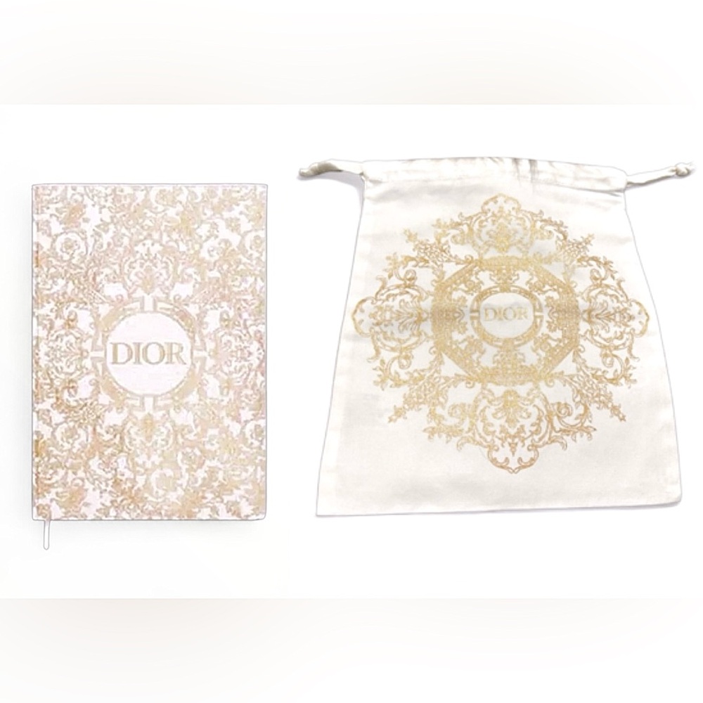NEW Christian Dior Holiday Lt’d Ed Elegant Gold & Cream Notebook with Dustbag